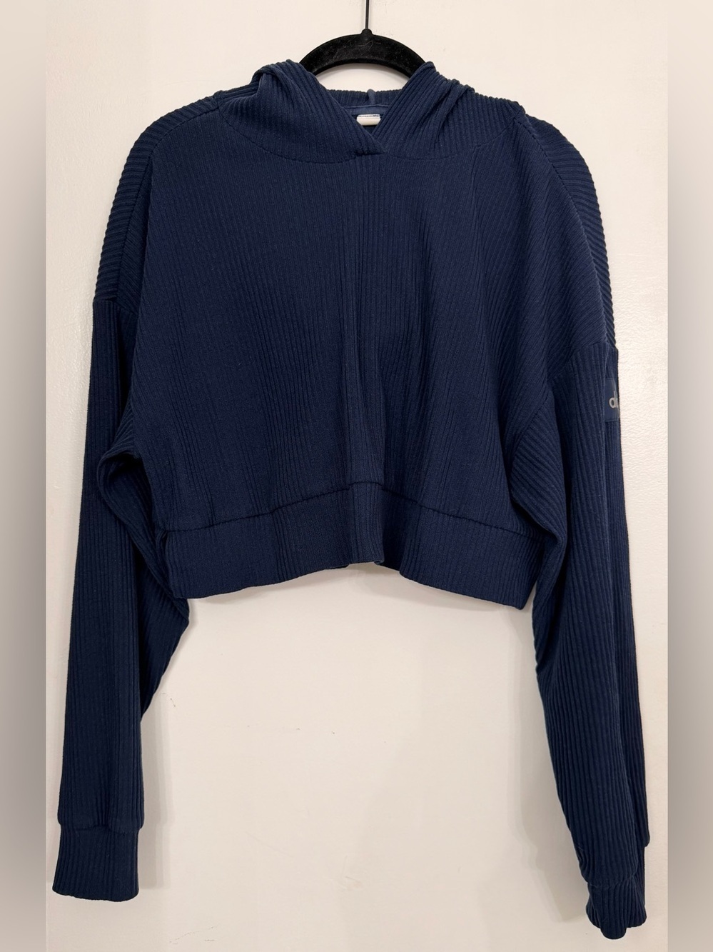 ALO Muse Ribbed Hoodie Navy Blue Size Small - Picture 3 of 6